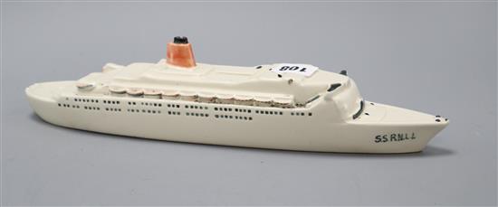 A Carltonware model of a ship, S.S. R.N.L.I. L.34cm